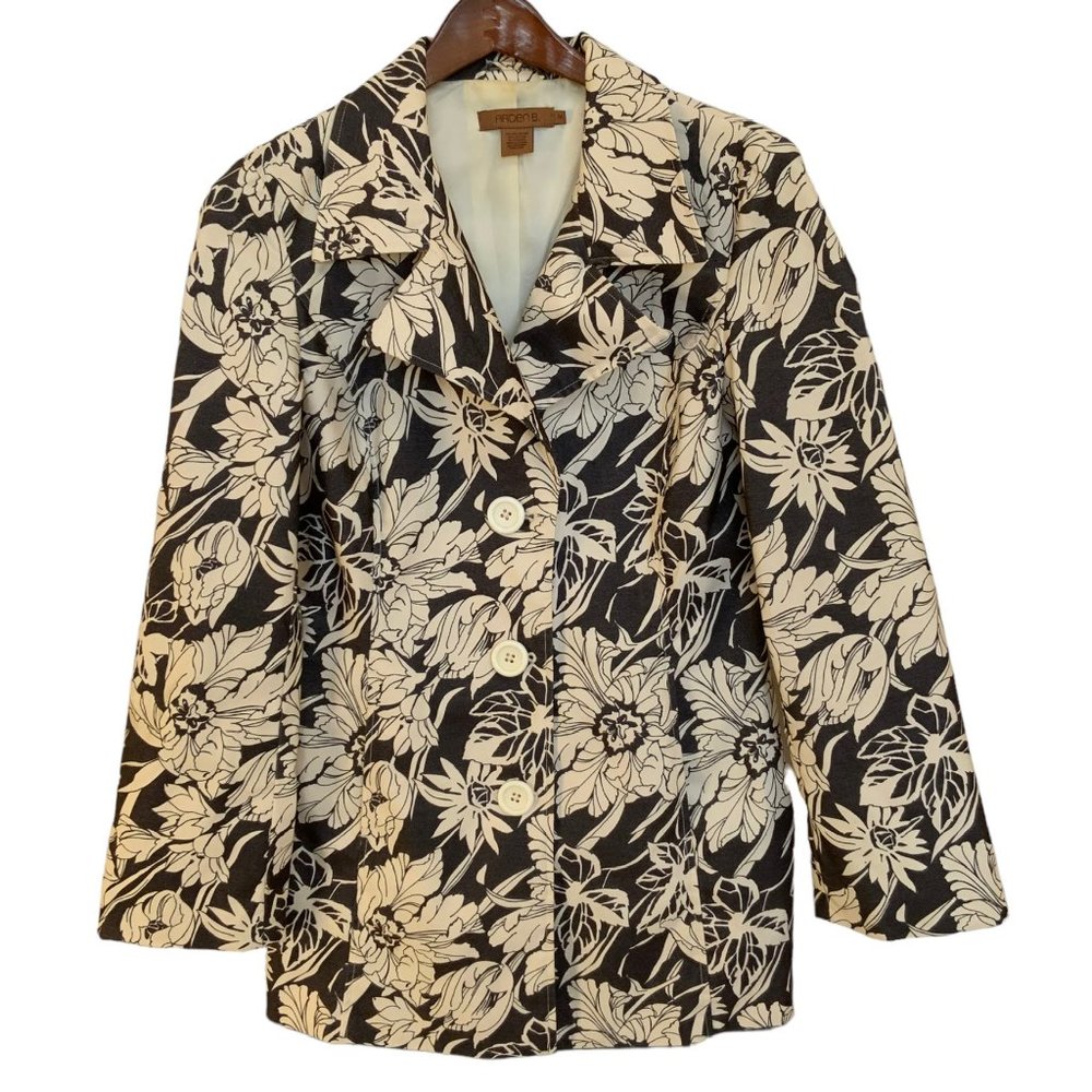 Arden B Brown, Cream Floral Jacket/Coat \ Size M